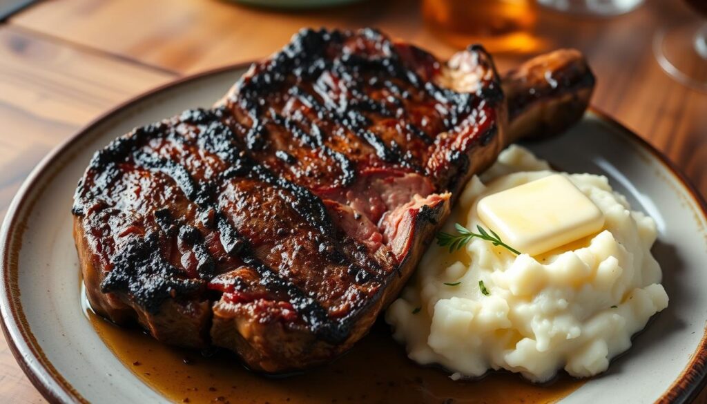 steak and mashed potatoes