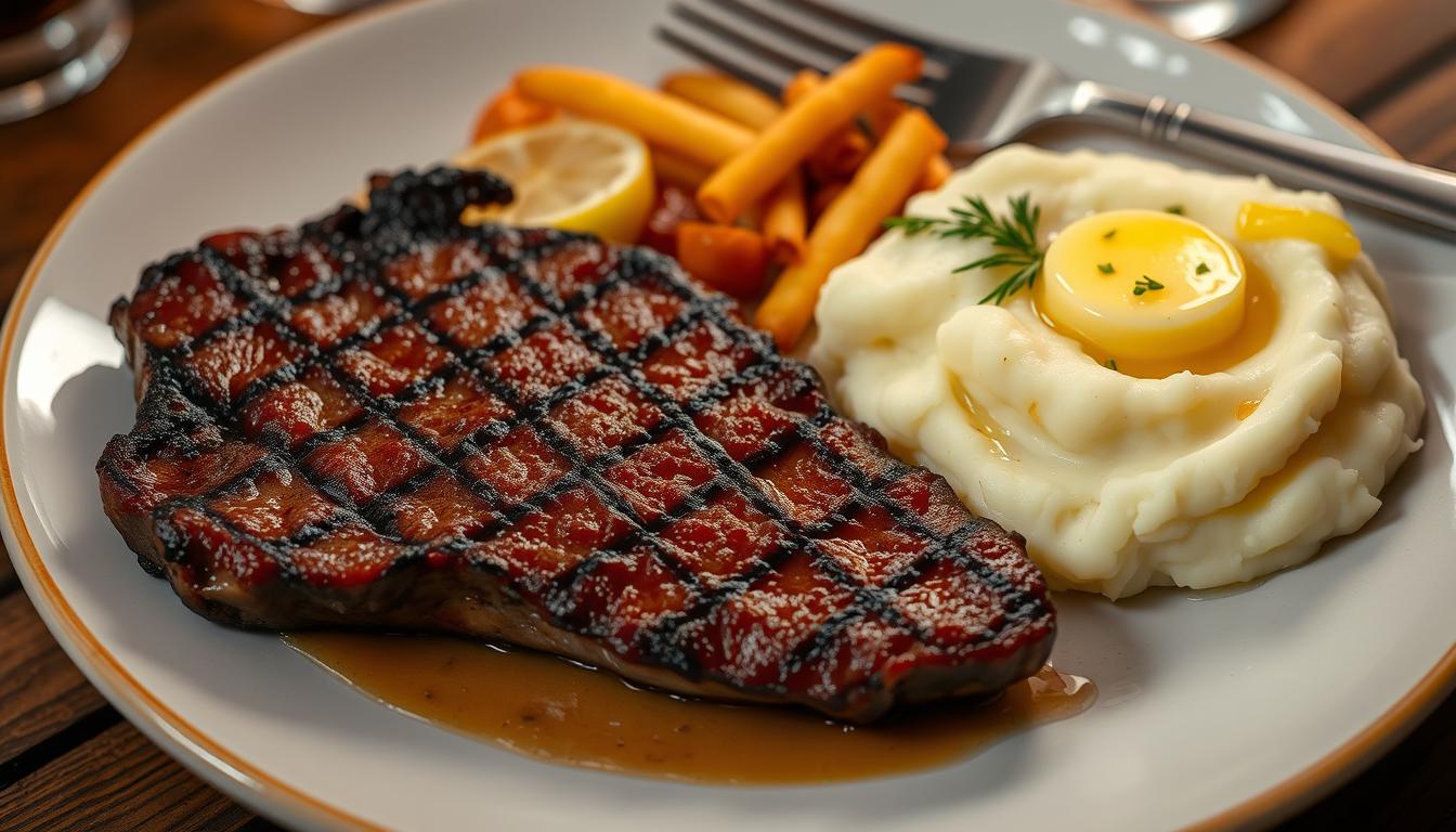 steak and mashed potatoes